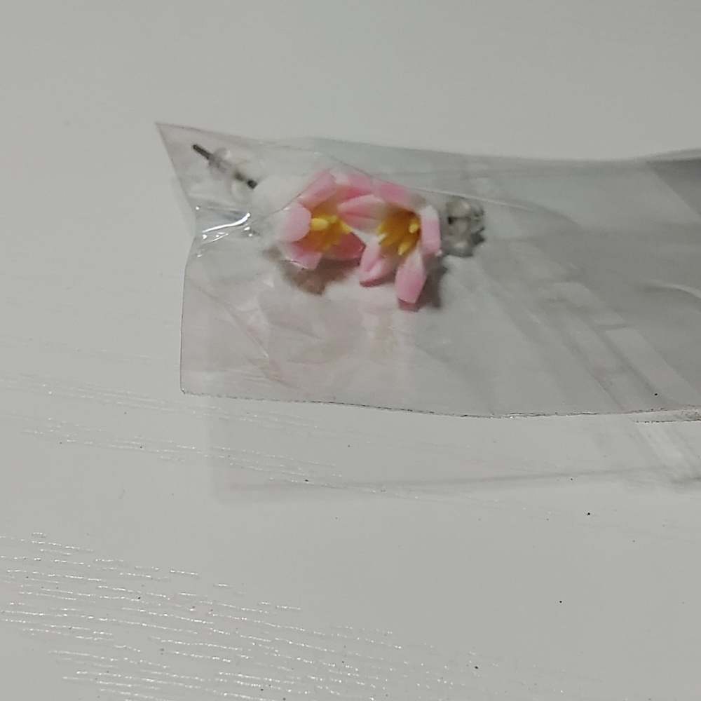 Pink and Yellow Floral Earrings